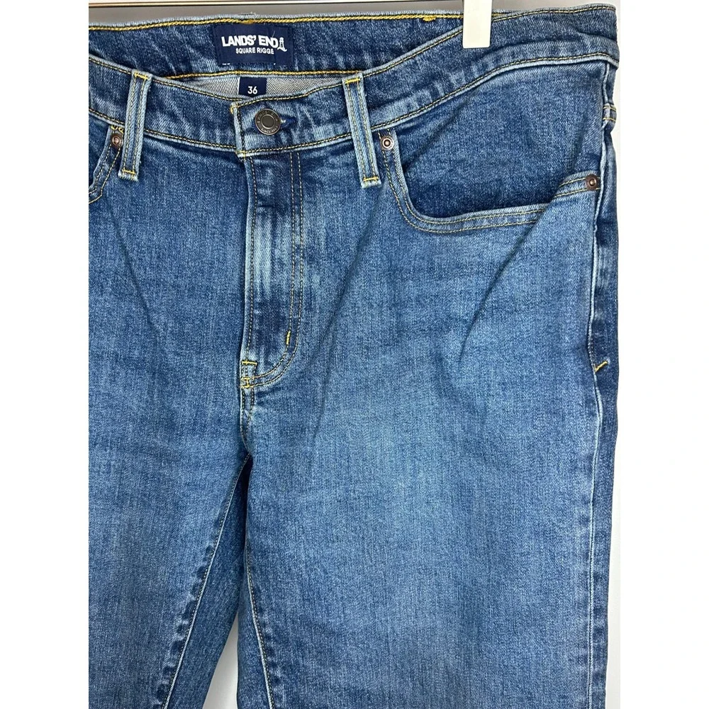 Lands' End Square Rigge Mens Straight Fit‎ Jeans Blue Medium Wash Size 36x26